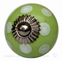 Porcelain doorknob polka dot lime