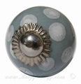 Porcelain doorknob polka dot grey